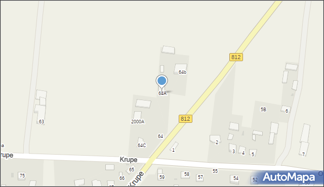Krupe, Krupe, 64A, mapa Krupe