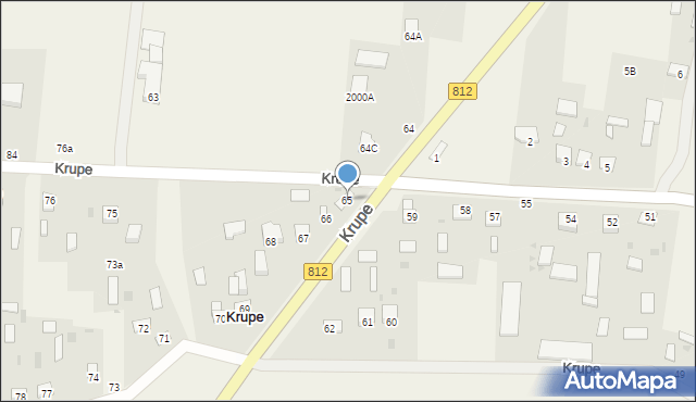 Krupe, Krupe, 65, mapa Krupe