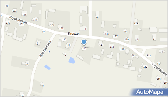 Krusze, Kryształowa, 140, mapa Krusze