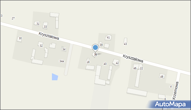 Krusze, Kryształowa, 38, mapa Krusze