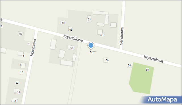 Krusze, Kryształowa, 54, mapa Krusze