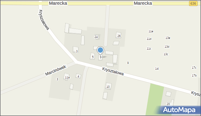 Krusze, Kryształowa, 7, mapa Krusze