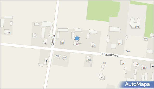 Krusze, Kryształowa, 91, mapa Krusze