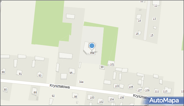 Krusze, Kryształowa, 99a, mapa Krusze