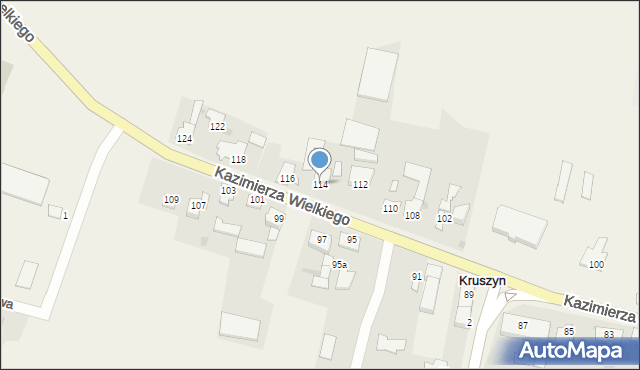 Kruszyn, Króla Kazimierza Wielkiego, 114, mapa Kruszyn