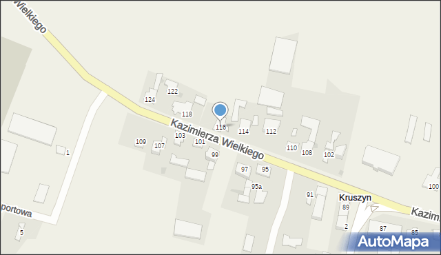 Kruszyn, Króla Kazimierza Wielkiego, 116, mapa Kruszyn