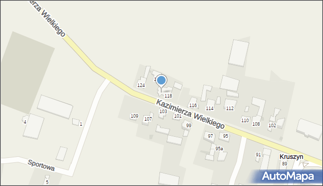 Kruszyn, Króla Kazimierza Wielkiego, 120, mapa Kruszyn