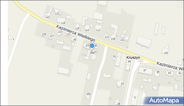 Kruszyn, Króla Kazimierza Wielkiego, 95a, mapa Kruszyn