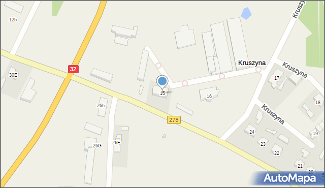 Kruszyna, Kruszyna, 15, mapa Kruszyna