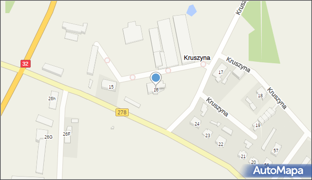 Kruszyna, Kruszyna, 16, mapa Kruszyna