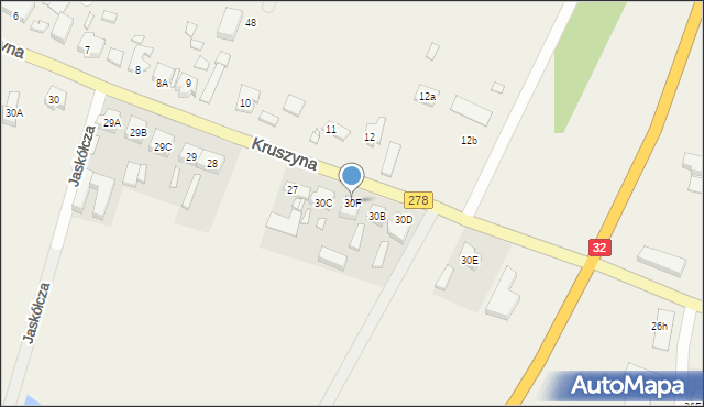 Kruszyna, Kruszyna, 30F, mapa Kruszyna