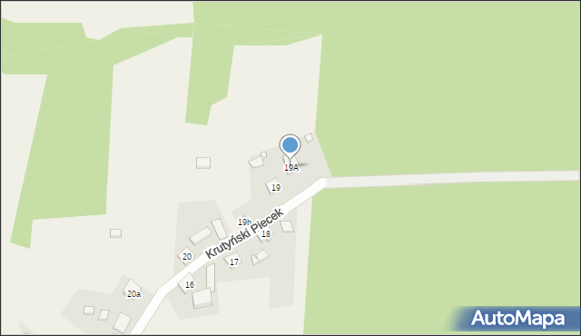Krutyński Piecek, Krutyński Piecek, 19A, mapa Krutyński Piecek