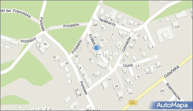 Krynica Morska, Krótka, 1, mapa Krynica Morska