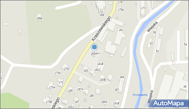 Krynica-Zdrój, Kraszewskiego Józefa Ignacego, 181, mapa Krynica-Zdrój