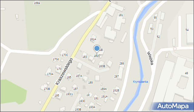 Krynica-Zdrój, Kraszewskiego Józefa Ignacego, 181C, mapa Krynica-Zdrój