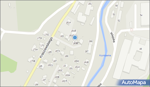 Krynica-Zdrój, Kraszewskiego Józefa Ignacego, 183B, mapa Krynica-Zdrój