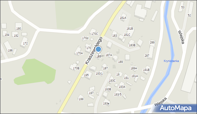 Krynica-Zdrój, Kraszewskiego Józefa Ignacego, 185, mapa Krynica-Zdrój