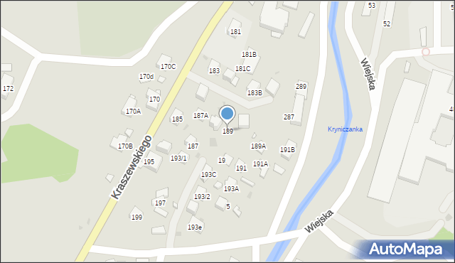 Krynica-Zdrój, Kraszewskiego Józefa Ignacego, 189, mapa Krynica-Zdrój