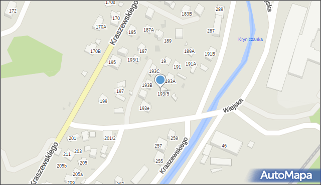 Krynica-Zdrój, Kraszewskiego Józefa Ignacego, 193D, mapa Krynica-Zdrój