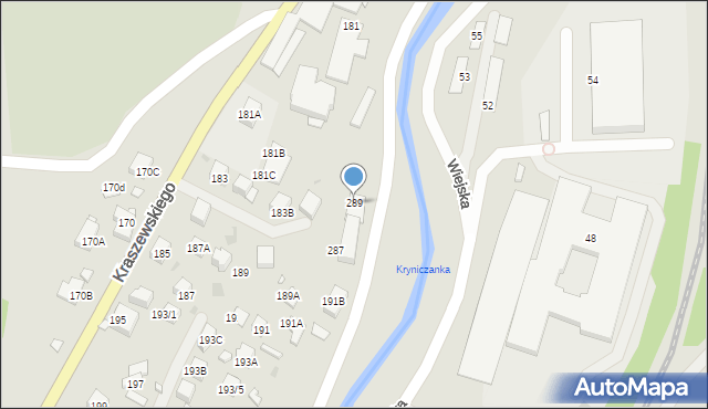 Krynica-Zdrój, Kraszewskiego Józefa Ignacego, 289, mapa Krynica-Zdrój