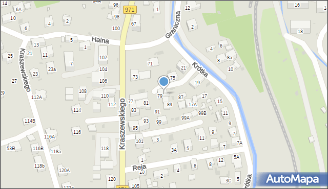 Krynica-Zdrój, Kraszewskiego Józefa Ignacego, 79a, mapa Krynica-Zdrój