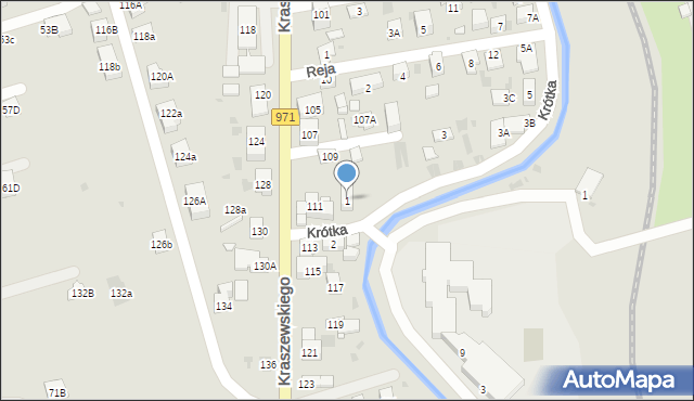 Krynica-Zdrój, Krótka, 1, mapa Krynica-Zdrój