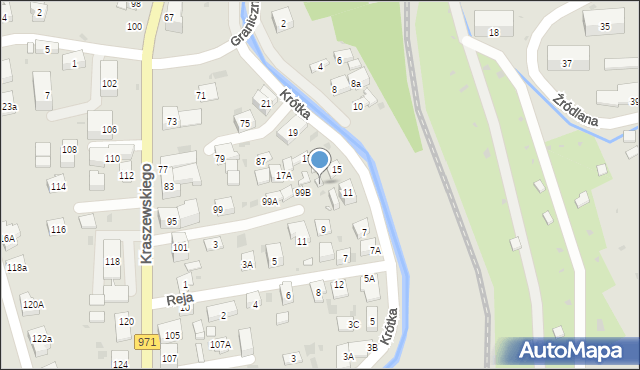 Krynica-Zdrój, Krótka, 15A, mapa Krynica-Zdrój