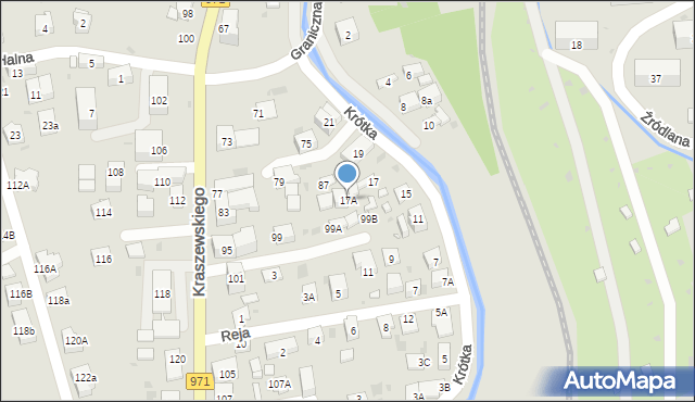 Krynica-Zdrój, Krótka, 17A, mapa Krynica-Zdrój