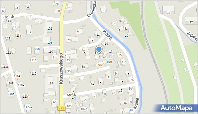 Krynica-Zdrój, Krótka, 17B, mapa Krynica-Zdrój