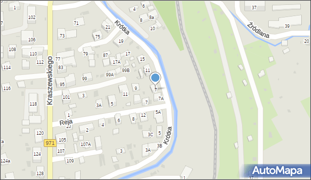 Krynica-Zdrój, Krótka, 7, mapa Krynica-Zdrój