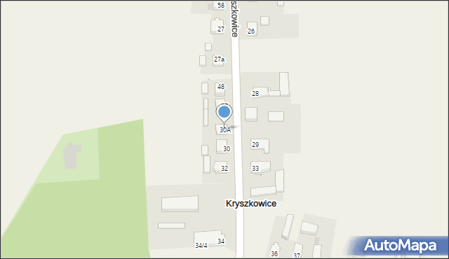 Kryszkowice, Kryszkowice, 30A, mapa Kryszkowice