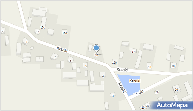 Krzaki, Krzaki, 16, mapa Krzaki