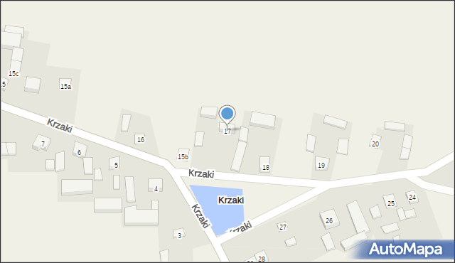 Krzaki, Krzaki, 17, mapa Krzaki