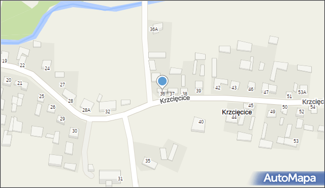 Krzcięcice, Krzcięcice, 36, mapa Krzcięcice