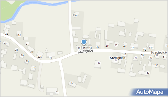 Krzcięcice, Krzcięcice, 37, mapa Krzcięcice