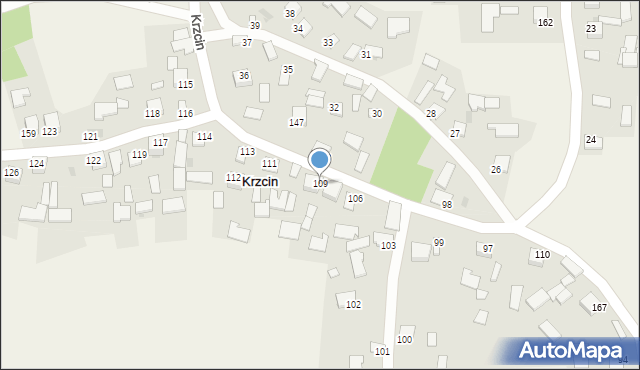 Krzcin, Krzcin, 109, mapa Krzcin