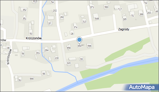 Krzczonów, Krzczonów, 631, mapa Krzczonów