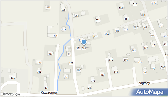 Krzczonów, Krzczonów, 689, mapa Krzczonów