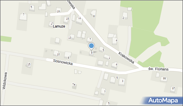 Krzęcin, Krakowska, 3, mapa Krzęcin