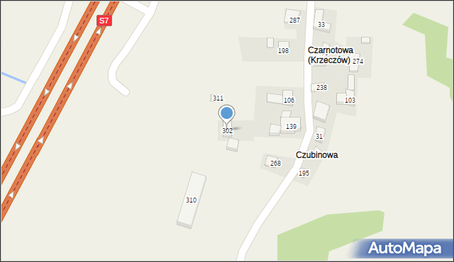 Krzeczów, Krzeczów, 302, mapa Krzeczów