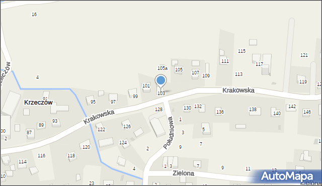 Krzeczów, Krakowska, 103, mapa Krzeczów