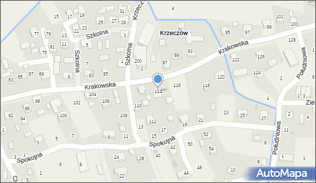Krzeczów, Krakowska, 114, mapa Krzeczów