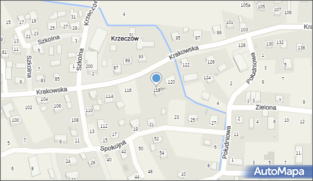 Krzeczów, Krakowska, 118, mapa Krzeczów