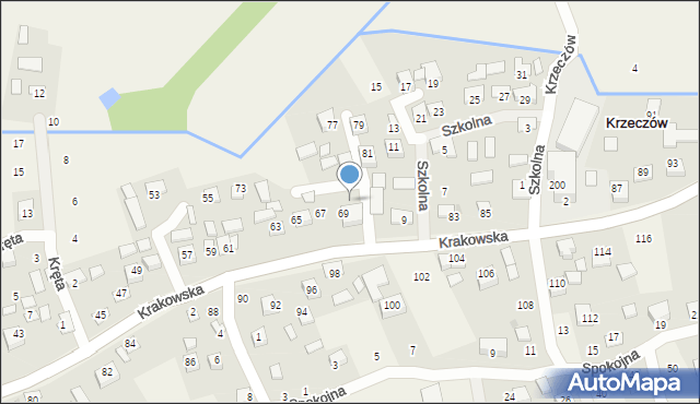 Krzeczów, Krakowska, 71, mapa Krzeczów