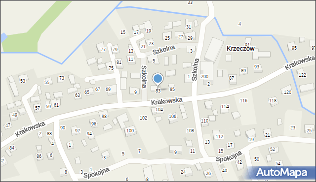 Krzeczów, Krakowska, 83, mapa Krzeczów