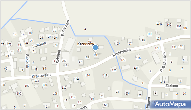 Krzeczów, Krakowska, 93, mapa Krzeczów