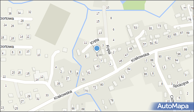 Krzeczów, Kręta, 5, mapa Krzeczów