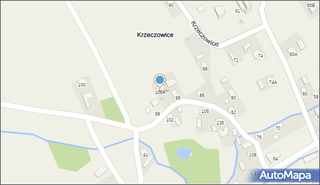 Krzeczowice, Krzeczowice, 106A, mapa Krzeczowice