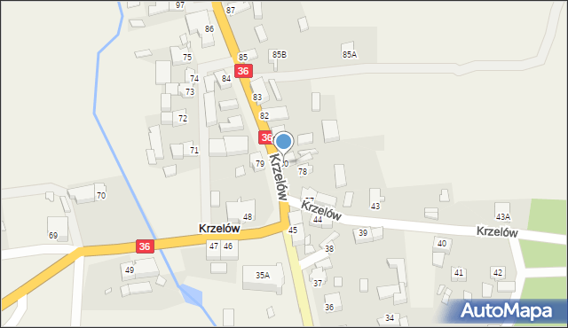 Krzelów, Krzelów, 80, mapa Krzelów