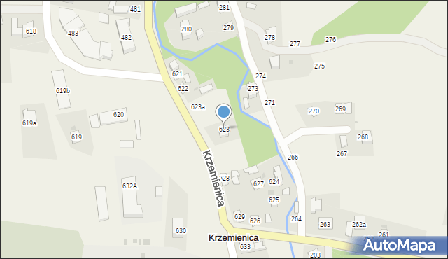 Krzemienica, Krzemienica, 623, mapa Krzemienica